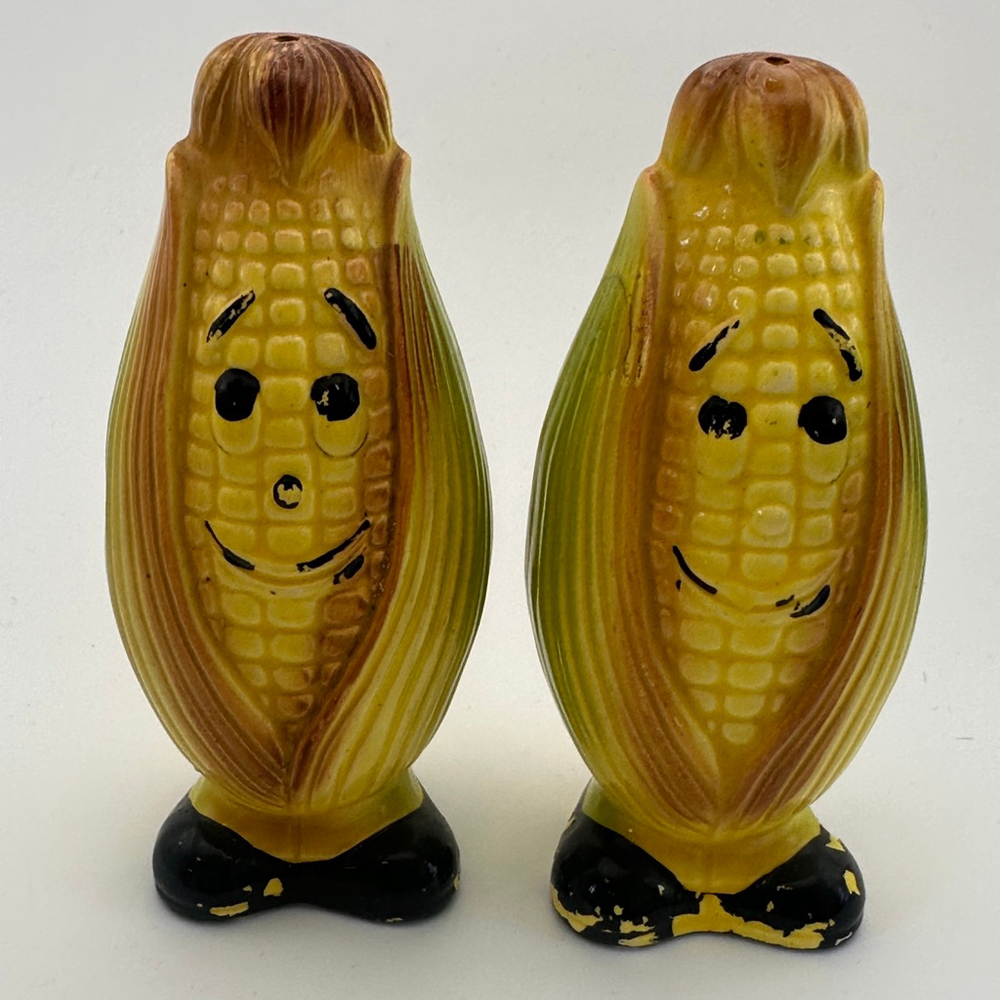 Vintage Corn on the Cob Salt & Pepper Shakers – Smiling Kitsch Set